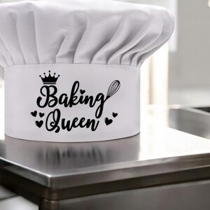 Baking Queen White Chef Hat - Kitchen Baking Cap